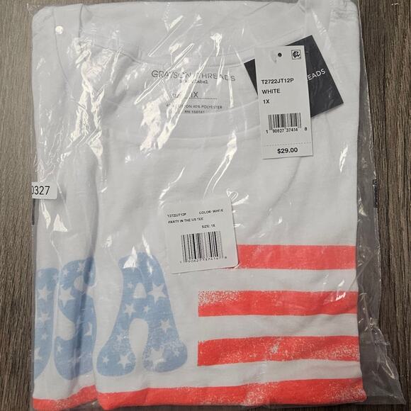 Grayson Threads Black Trendy Plus Size Usa Flag Graphic T-Shirt 1X NWT - Picture 1 of 2